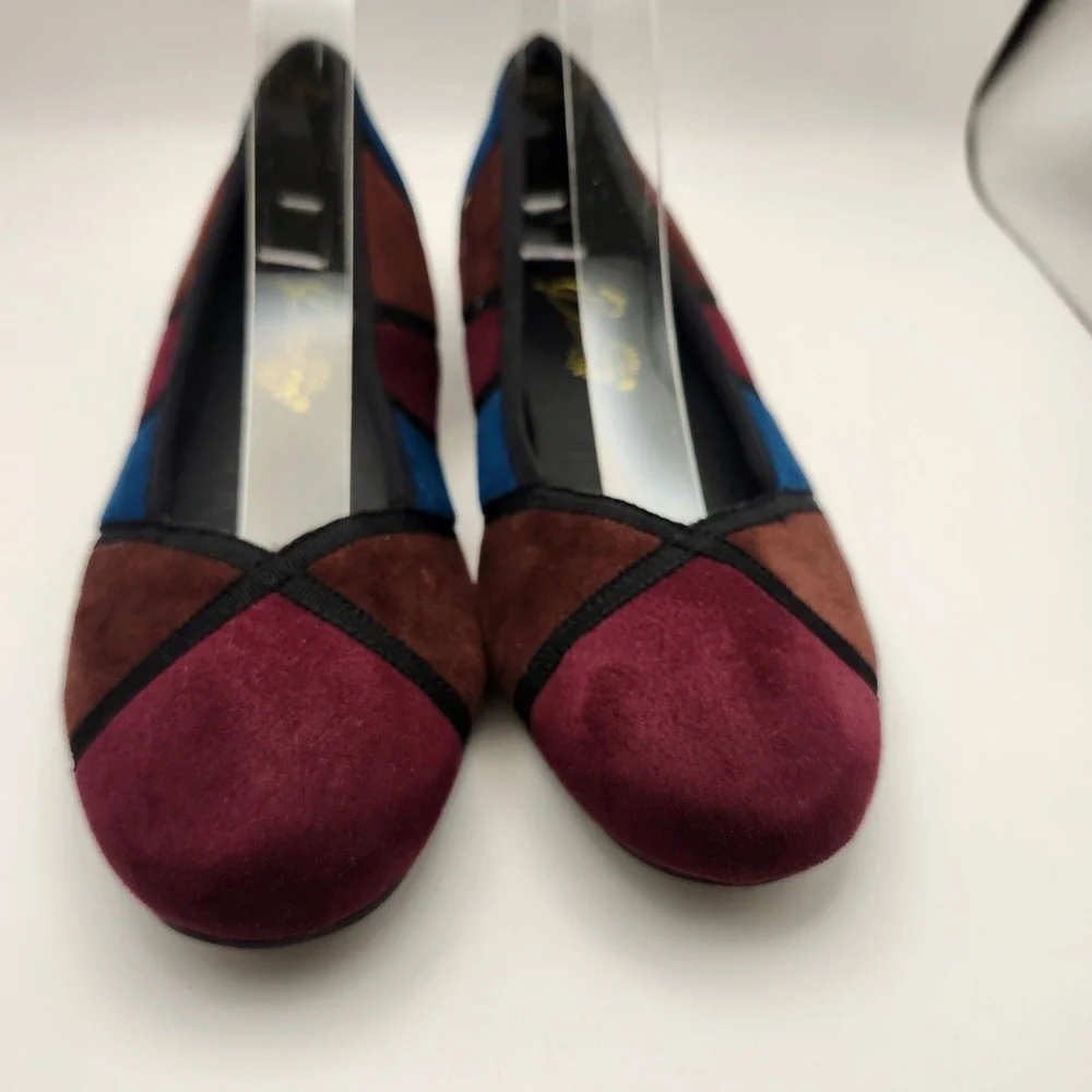 Beacon Shoes Patchwork Suede Flats Women's‎ 8M Colorblock Ballet Loafers